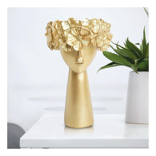 M Escultura De Resina Florero Estatua Macetas De Dorado