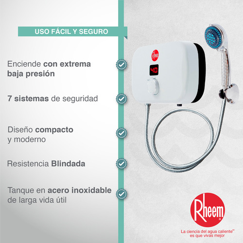 Calentador De Agua Eléctrico Rheem Class 110v 4kw Color Blanco