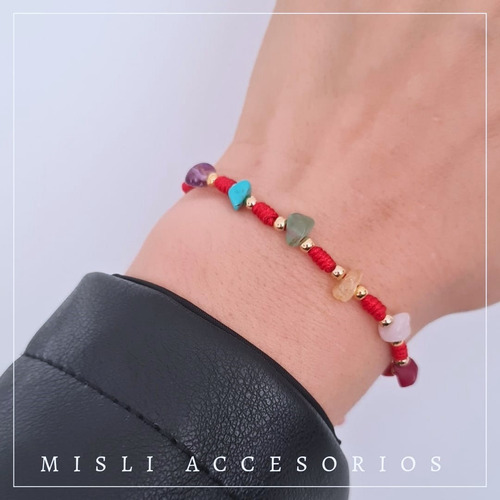 Pulsera Protección 7 Nudos Cuarzos Naturales Ajustable