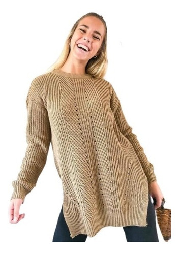 Maxi Sweater Thalia Mujer Lana Acril Pulover Tejido Oversize