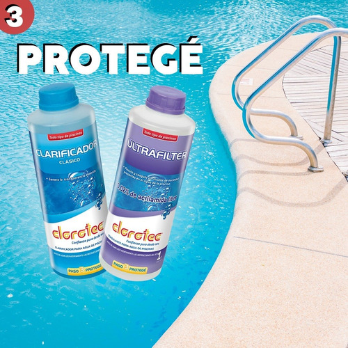 Imagen 8 de 10 de Clarificador Clorotec + Alguicida Mantenimiento X 5 Lt Combo