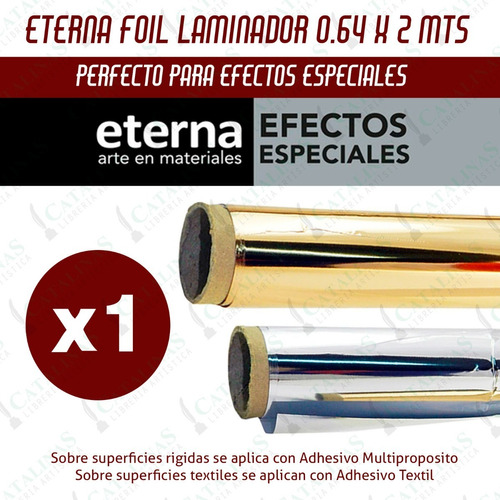 Eterna Film Foil Para Metalizar Oro O Plata 0,64 X 2 Mts