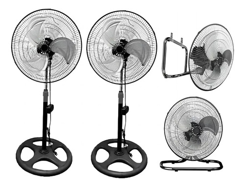 2pcs Ventilador Metálico De 18 Pulgadas 3 En 1 De Pie Pared
