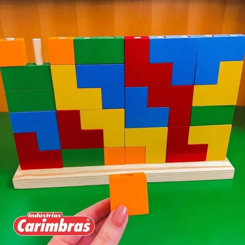 Encaixe Tetris - Jogo Infantil de Encaixe 25 Peças em Madeira