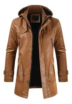 Comprar Gabardina Piel Sintética Con Capucha Chaqueta Abrigos Hombre
