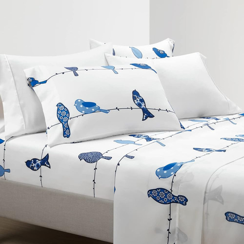 Lush Decor Rowley Birds Sábana Suave Juego De 6 Piezas, Comp