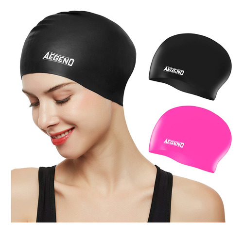 Aegend - Gorros De Natacin Para Cabello Largo (2 Unidades),