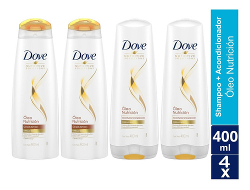 Shampoo + Acondicionador Dove Pack De 4 Oleo Nutricion 400ml