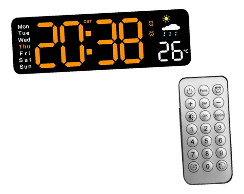 Reloj De Pared Led, Reloj De Pared Digital Negro Y Naranja