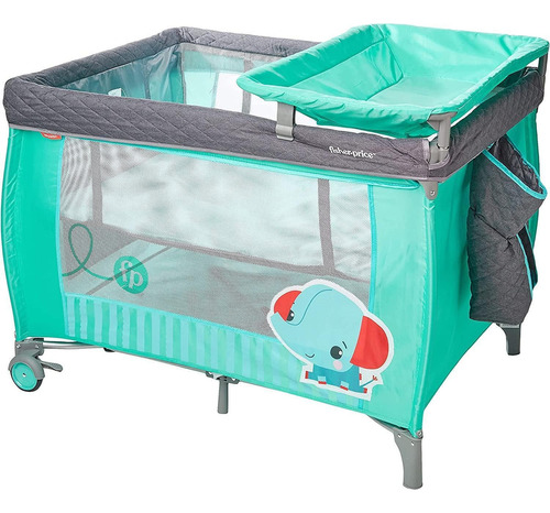 Cuna Corral Para Bebe Fisher Price Dixie 2 Niveles Color Verde