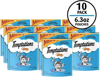 10x Sobres Temptations Premios Gatos Sabor AtĂșn