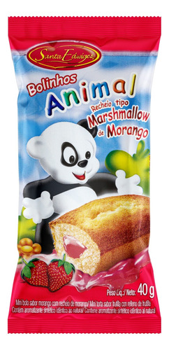 Bolo Santa Edwiges Animal Mini de morango e marshmallow de morango em pacote 40 g