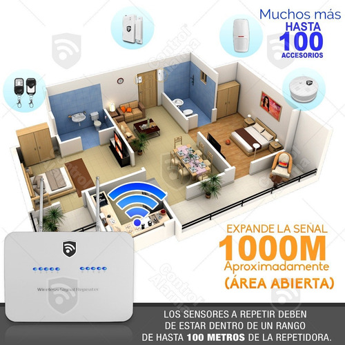 Imagen 2 de 7 de Repetidora Señal 433mhz 2 Antenas Inalambrica Extensor Cobertura Sensores Alarma Batería Respaldo Seguridad Casa
