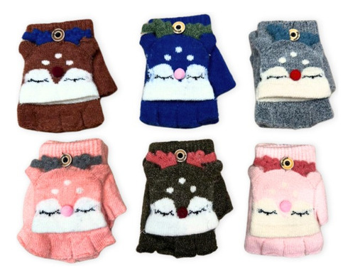 Guantes Invierno Peluche Infantiles Reno C/capuchon 