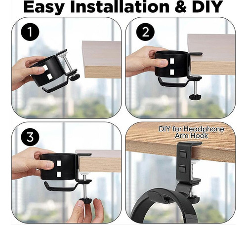 Portavasos De Escritorio 2 En 1 Con Colgador Para Auriculare