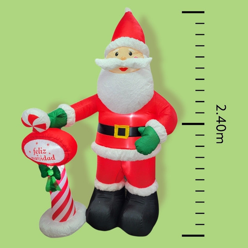 Imagen 2 de 4 de Inflable Navidad Santa Claus 2.4 Metros Con Leds Felpa Barba