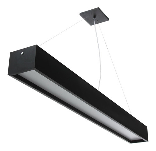 Pendente Madeira Wood Retângular Preto 60x10cm- 1 Ou 2 Luzes