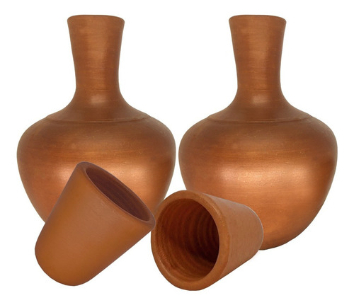 Kit Botija Garrafa De Água Ceramica Barro Tradicional 2un