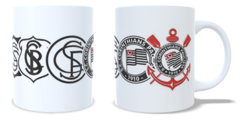 Caneca Cerâmica Personalizada Todo Poderoso Timão Preto E Branco Timão