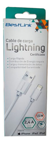 Cable Usb Para iPhone 5 / 6, iPod, iPad,certificado, 1,5 Mts