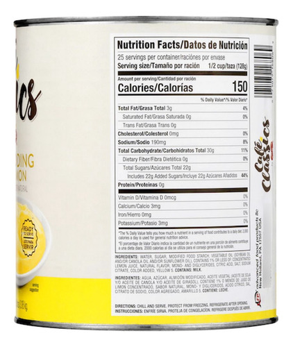Pudín Limón Gluten Free 3.18kg Cafe Classics By Real Fresh