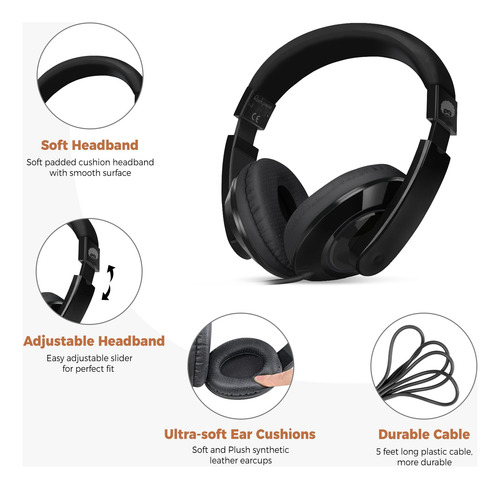 Fones De Ouvido Ajustáveis Com Microfone, Preto/laranja