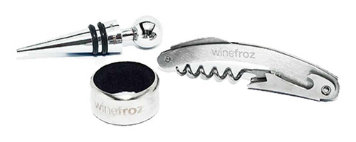 Descorchador Acero Winefroz Sacacorcho + Anillo + Tapon