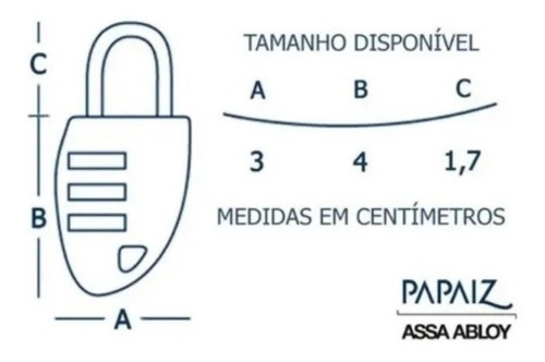 Cadeado Com Segredo Cs23 30mm Zamac Azul Papaiz Cor Azul