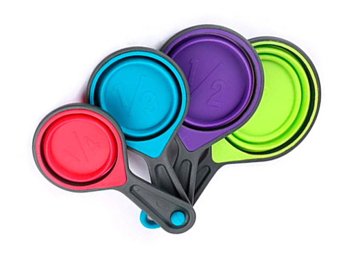 Imagen 1 de 2 de Set X4 Tazas Medidoras De Silicona Plegables - Varios Colore