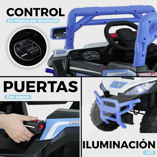 Carro Montable Electrico Con Control Remoto Musica Y Luces Color Azul