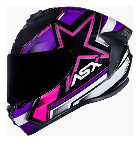 Capacete Moto Asx Draken Speedmax Pilot Preto Roxo Rosa
