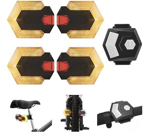 Luz Trasera Led Bicicleta Con Señales Girales Y Control Remo