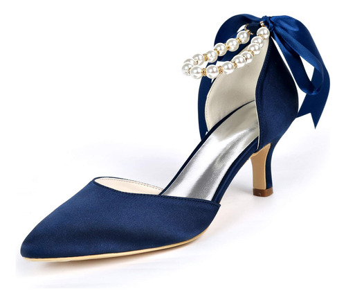 Zapatos De Novia Azul De La Marina De Perl B08hlklxbz_090424