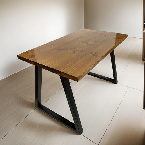 Mesa Comedor Estilo Industrial Con Cubierta De Madera Gruesa