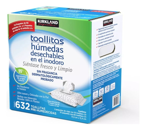 Toallitas Húmedas Desechables En Inodoro Kirkland. 632 Pzs