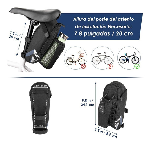 Imagen 6 de 6 de Bolsa Para Asiento Bicicleta Impermeable Reflectante 1.5l