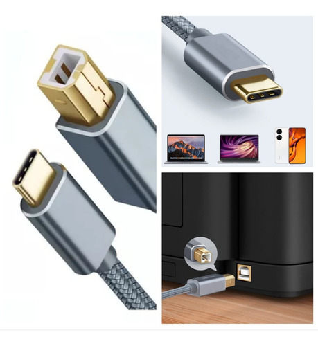 Cable Usb Tipo C A Usb B 2.0 Impresora Para Mac Air | Pro M1