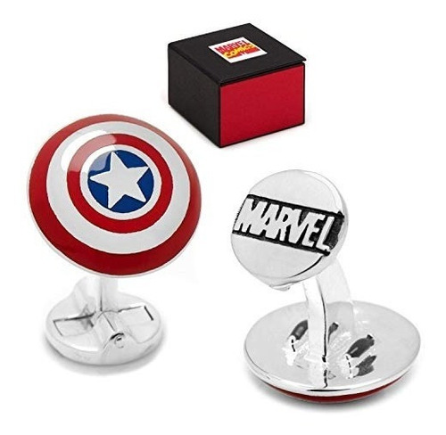 Mancuernillas Escudo Capitán America Color En Caja Marvel