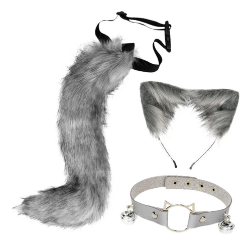 Conjunto De Collar, Diadema Y Cola Con Orejas Para