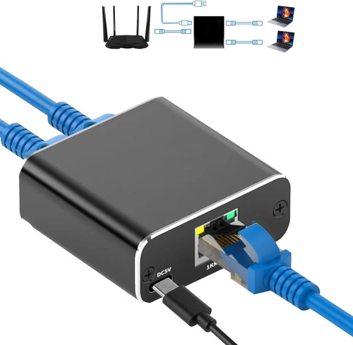 Divisor De Red Gigabit Rj45, 1000mbps 1 A 2 Puertos Usb Dual