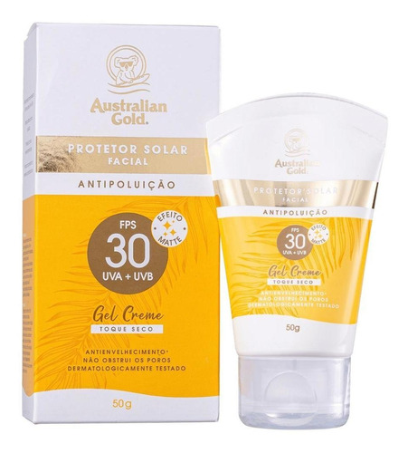 Protetor Solar Facial Fps30 Antipoluição 50g Australian Gold