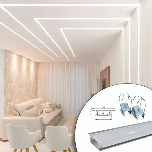 Kit 10un. ) Perfil Led Embutir Slim Gesso Marcenaria 2 Mts
