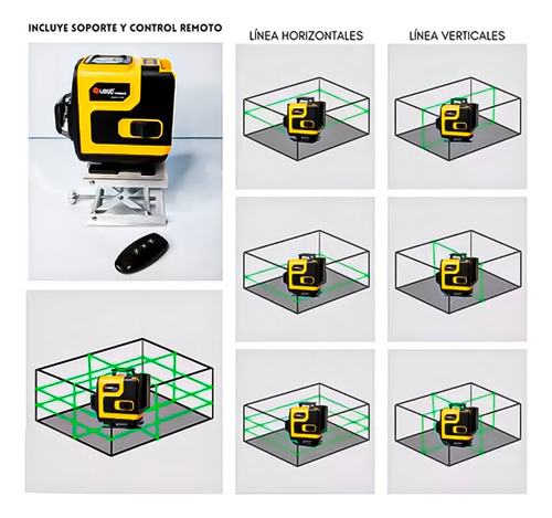 Nivel Laser 16 Líneas 360° Cruz 4d Láser Verde Nivel Autoniv
