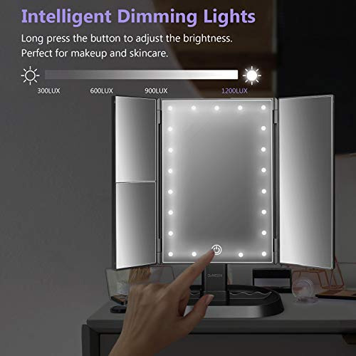 Espejo De Maquillaje Iluminado Triple Con Aumento Y Atenuaci