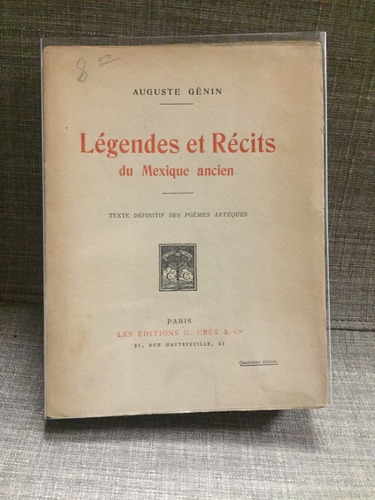 Auguste Génin, Légendes Et Récits Mexique Ancien (lxmx) 1923