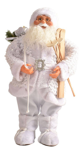 Muñeco De Nieve Santa Claus 45 Cm Lentejuelas Blancas