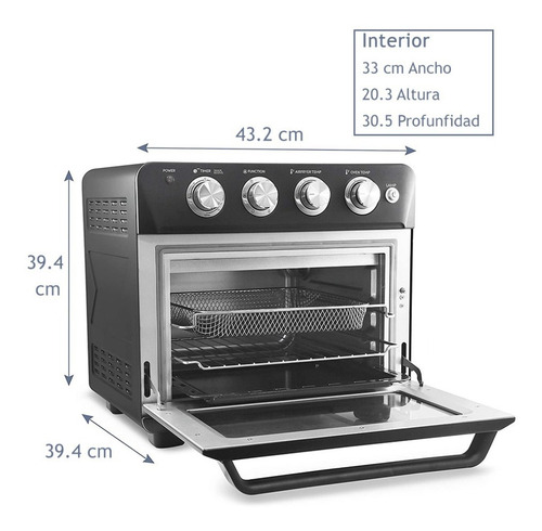 Imagen 5 de 9 de Horno/freidora De Aire 25 L Digital Programable Elite Acero