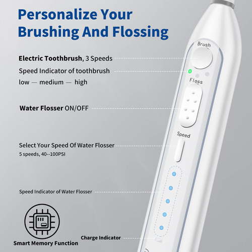 Ducard Hilo Dental De Agua 2 En 1, Cepillo De Dientes Elctri