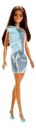 Barbie Fashionista Vestido Glitter Morena - Mattel