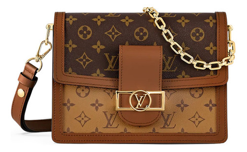 Bolsa bandolera Louis Vuitton Dauphine MM diseño autres toiles monogram de microfibra  marrón con correa de hombro marrón asas color dorado y herrajes dorado